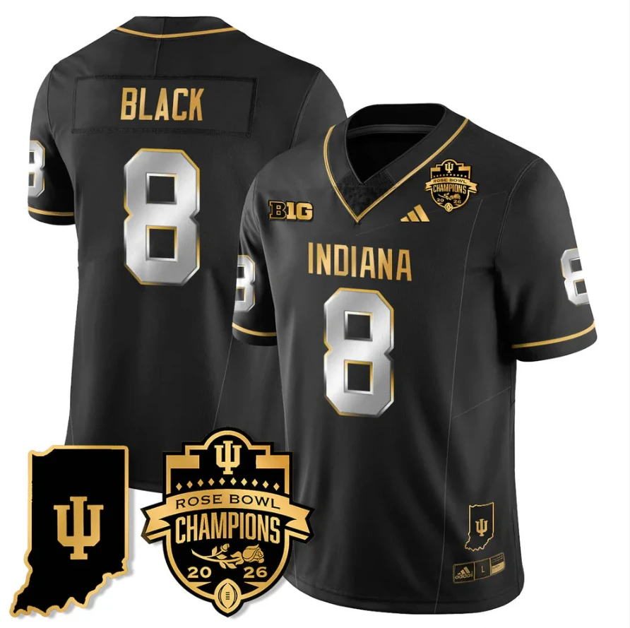 Kaelon Black Jersey #8 Indiana Hoosiers 2026 Rose Bowl Champions Patch Stitched by My Store NCAA Football Jerseys