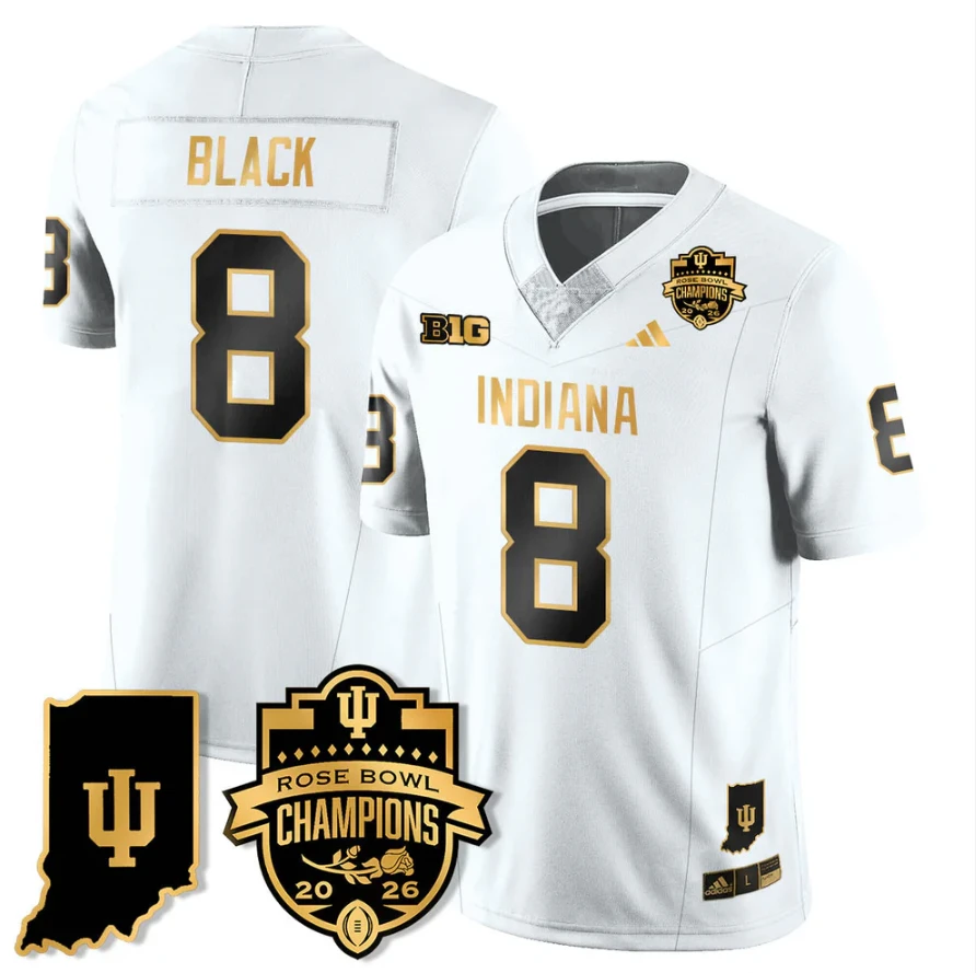 Kaelon Black Jersey #8 Indiana Hoosiers 2026 Rose Bowl Champions Patch Stitched by My Store NCAA Football Jerseys
