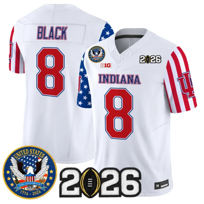 Kaelon Black Jersey #8 Indiana Hoosiers America 250 Edition 2026 CFP Stitched by My Store NCAA Football Jerseys