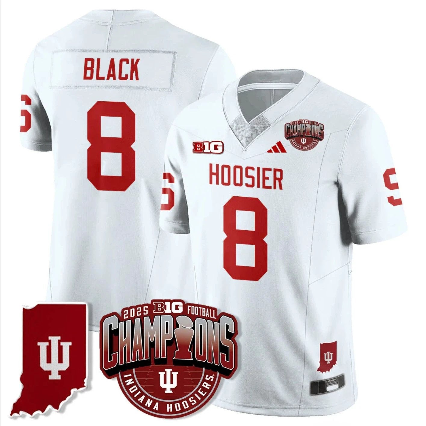 Kaelon Black Jersey #8 Indiana Hoosiers Big 10 Champions Limited Stitched by My Store NCAA Football Jerseys
