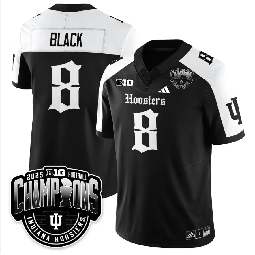 Kaelon Black Jersey #8 Indiana Hoosiers Gothic Big 10 Champions Stitched by My Store NCAA Football Jerseys