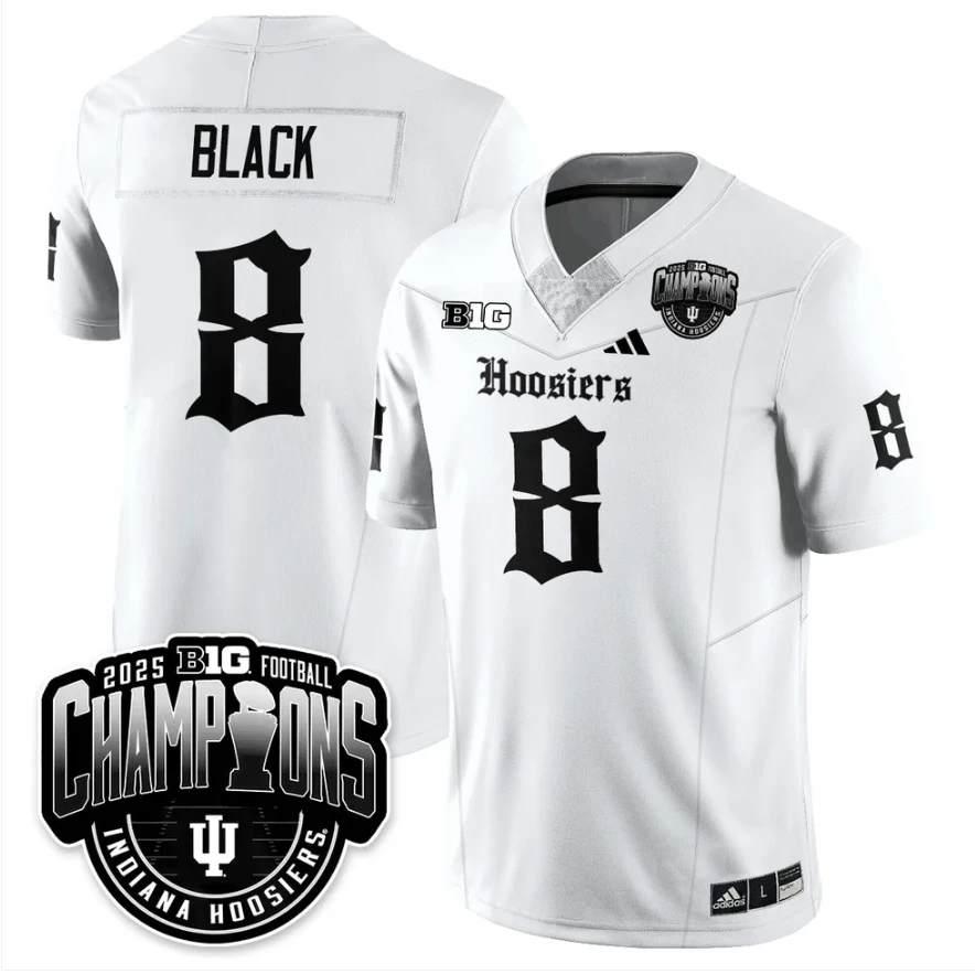 Kaelon Black Jersey #8 Indiana Hoosiers Gothic Big 10 Champions Stitched by My Store NCAA Football Jerseys