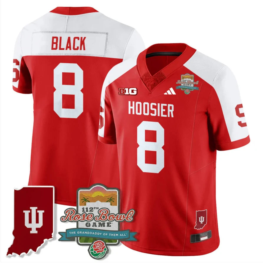 Kaelon Black Jersey #8 Indiana Hoosiers Rose Bowl 112th Patch Stitched by My Store NCAA Football Jerseys