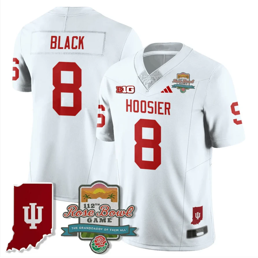 Kaelon Black Jersey #8 Indiana Hoosiers Rose Bowl 112th Patch Stitched by My Store NCAA Football Jerseys