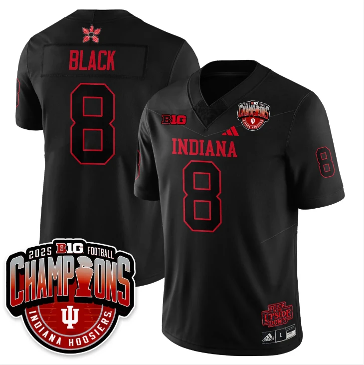 Kaelon Black Jersey #8 Indiana Hoosiers Stranger Things Big 10 Champions Stitched by My Store NCAA Football Jerseys