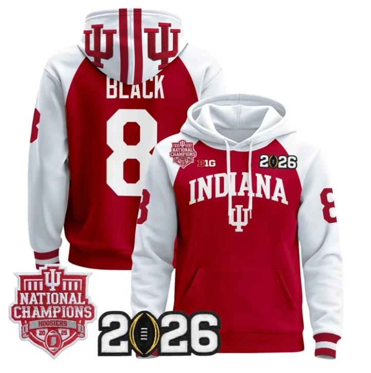 Kaelon Black Pullover Hoodie #8 Hoosiers 2025 National Champions Stitched by Hoodie Pullover