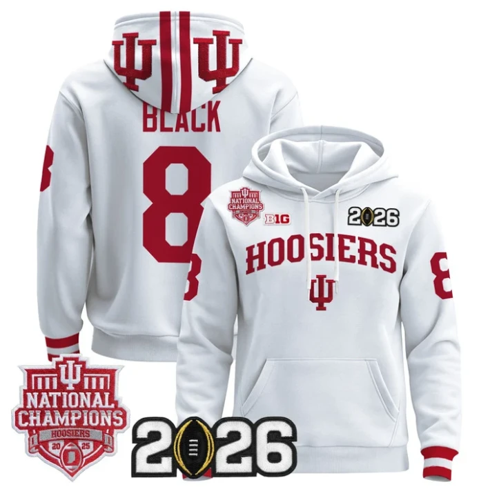 Kaelon Black Pullover Hoodie #8 Hoosiers 2025 National Champions Stitched by Hoodie Pullover