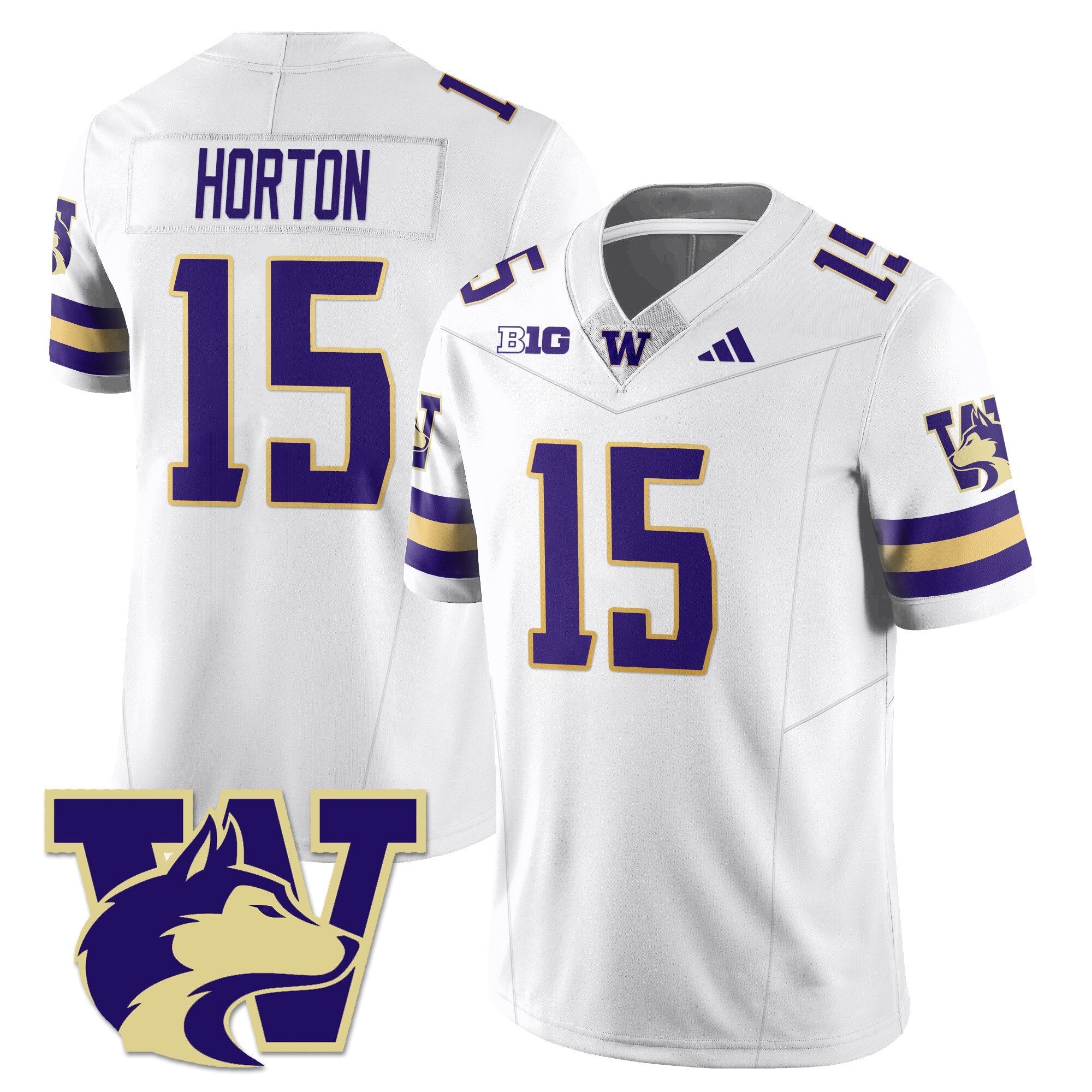 Kai Horton Jersey #15 Washington Husky Football 2025 Stitched White by NCAA Football Jersey