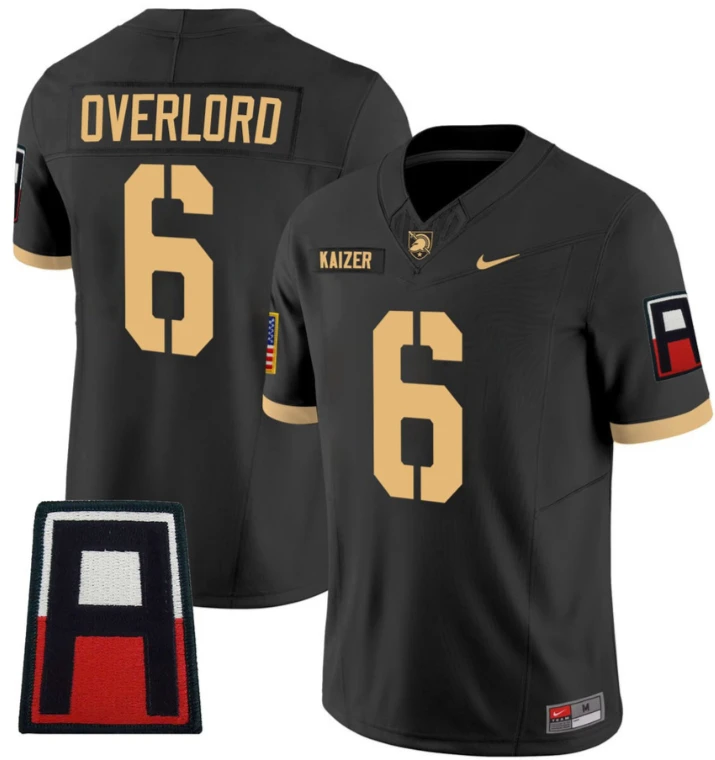 Kaizer Army West Point Football Overlord Jersey #6 All Stitched by NCAA Football Jersey