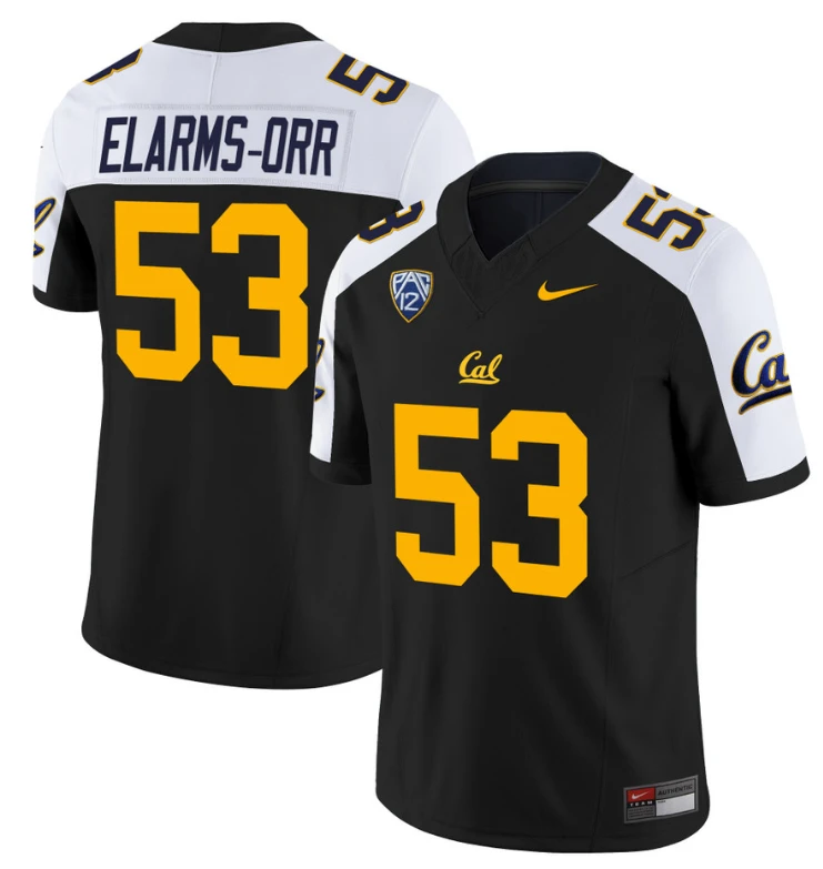 Kaleb Elarms-Orr Jersey #53 California Golden Bears Stitched Black Alternate by NCAA Football Jersey