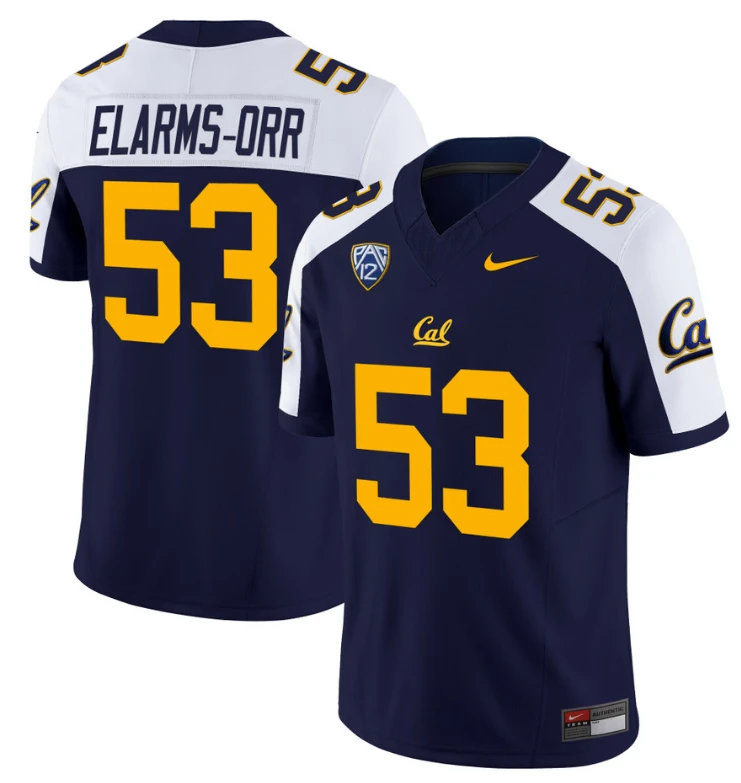 Kaleb Elarms-Orr Jersey #53 California Golden Bears Stitched Navy Alternate by NCAA Football Jersey
