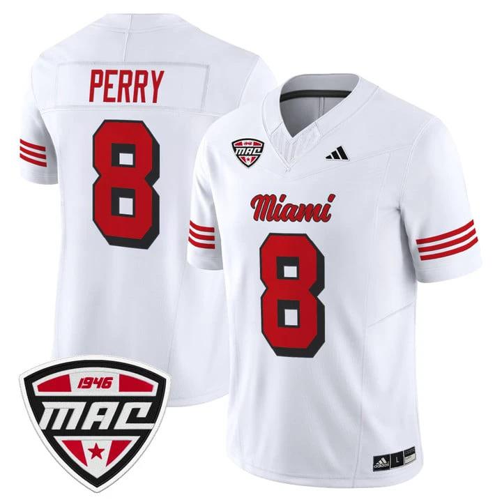 Kam Perry Jersey #8 Miami OH RedHawks 2025 Vapor Limited Stitched by My Store NCAA Football Jerseys