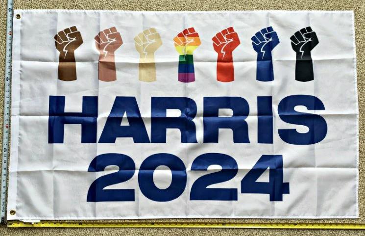 Kamala Harris Flag 2024 White Harris Equality Fists USA 2024 Sign 3x5ft by flagsjustdoit