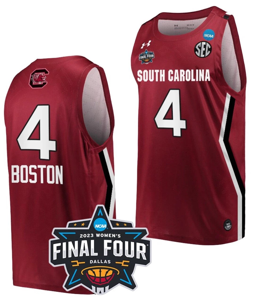 Kamilla Cardoso Jersey South Carolina Gamecocks College Basketball 2023 NCAA Final Four Garnet Garnet #4 by My store basketball