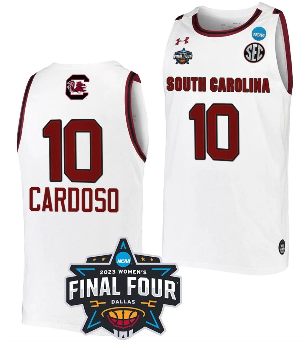 Kamilla Cardoso Jersey South Carolina Gamecocks College Basketball 2023 NCAA Final Four Garnet White #10 by My store basketball