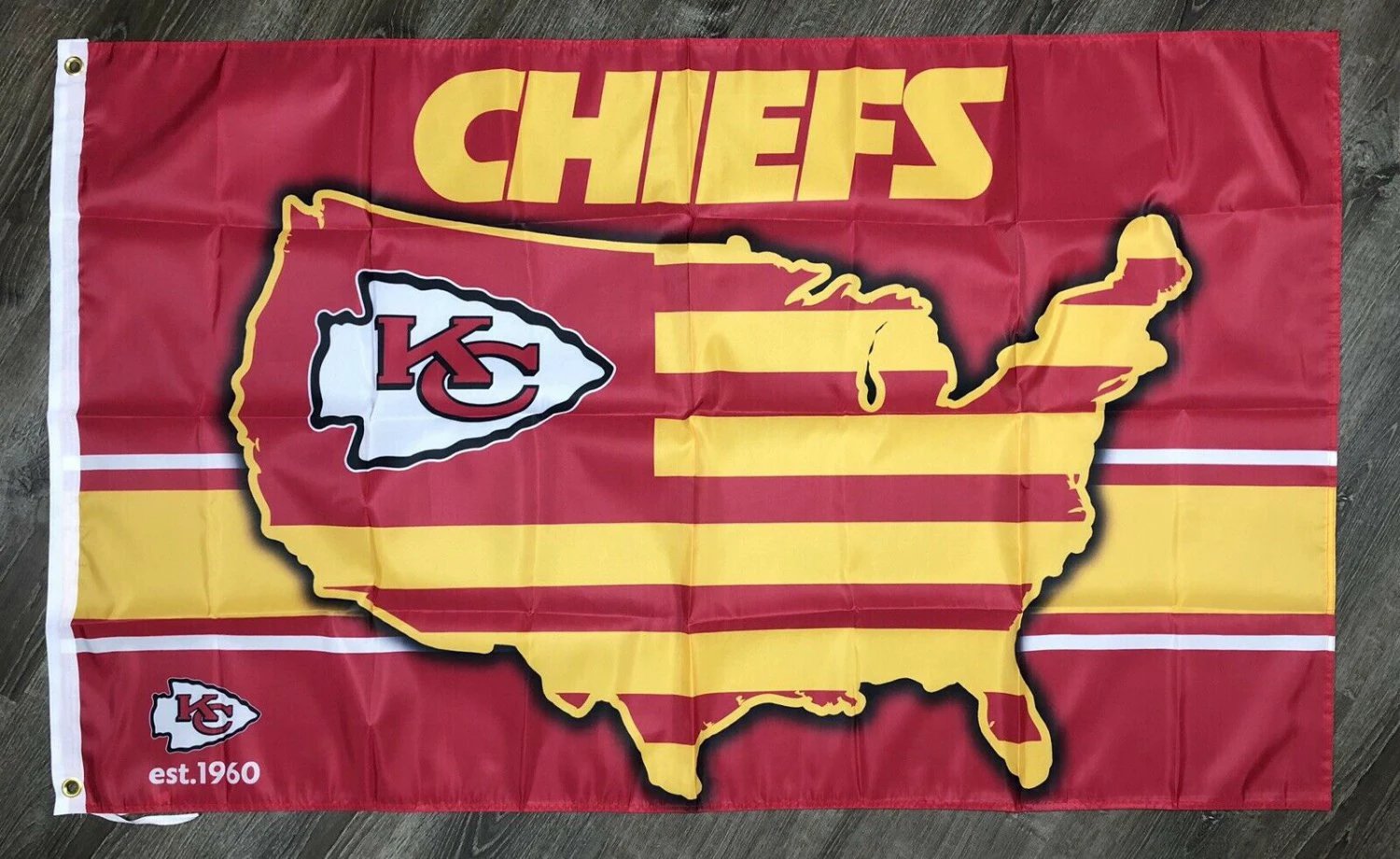 Kansas City Chiefs Flag 3x5 ft Sports Football Banner Man-Cave Garage by flagsjustdoit