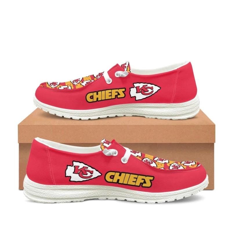 Kansas City Chiefs Red Team Name Logo Canvas Sneaker Shoes For Men Women Fans by Crocs