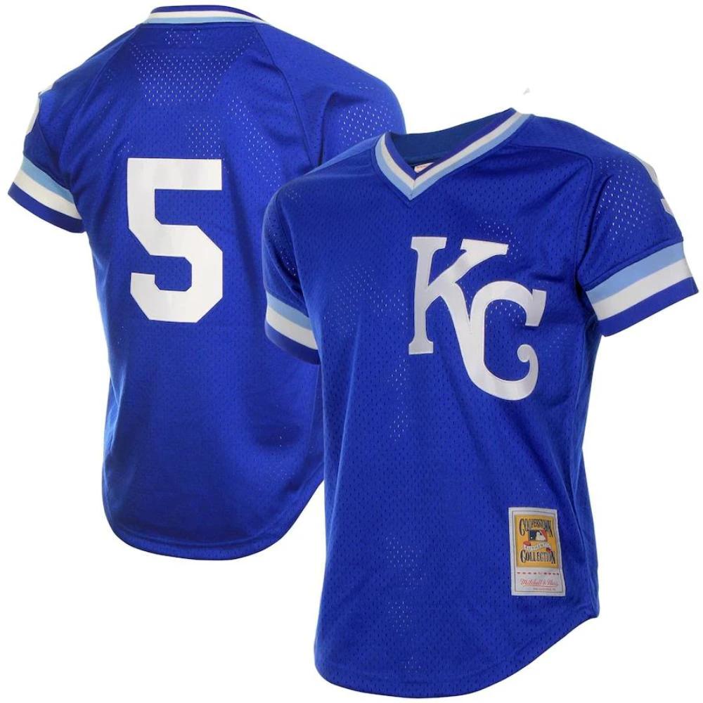 Kansas City Royals George Brett Blue Throwback Pullover Jersey by My Store