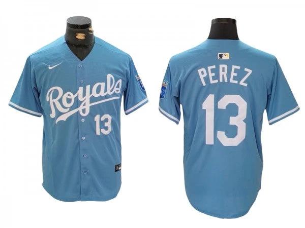 Kansas City Royals #13 Salvador Perez Light Blue Alternate Limited Jersey by My Store