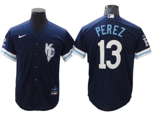 Kansas City Royals #13 Salvador Perez Navy City Connect Jersey by My Store
