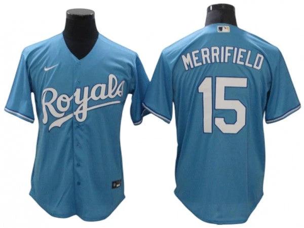 Kansas City Royals #15 Whit Merrifield Light Blue Cool Base Jersey by My Store