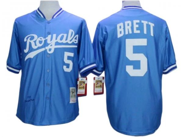Kansas City Royals #5 George Brett Light Blue Throwback Jersey by My Store