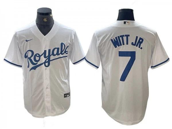 Kansas City Royals #7 Bobby Witt Jr. White Cool Base Jersey by My Store
