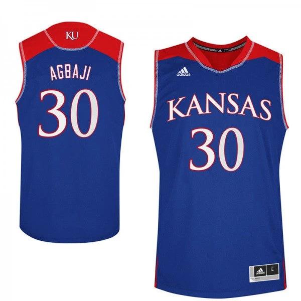 Kansas Jayhawks #30 Ochai Agbaji Jersey Blue Embroidery College Basketball Jerseys by My store basketball