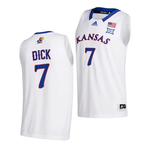 Kansas Jayhawks #7 Gradey Dick Jersey White College Basketball 2021-22 Jerseys by My store basketball