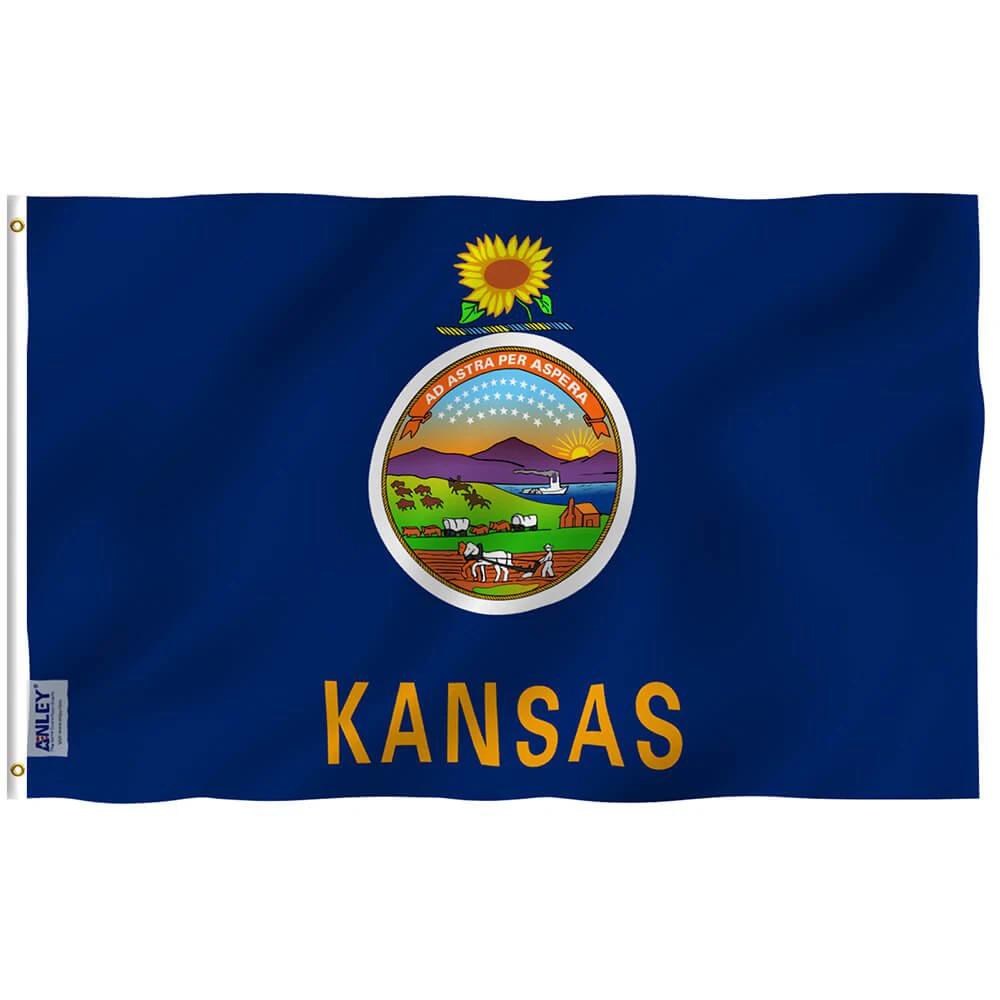 Kansas State Flag - Kansas KS Flag Polyester with Brass Grommets 3X5Ft Banner USA by flagsjustdoit