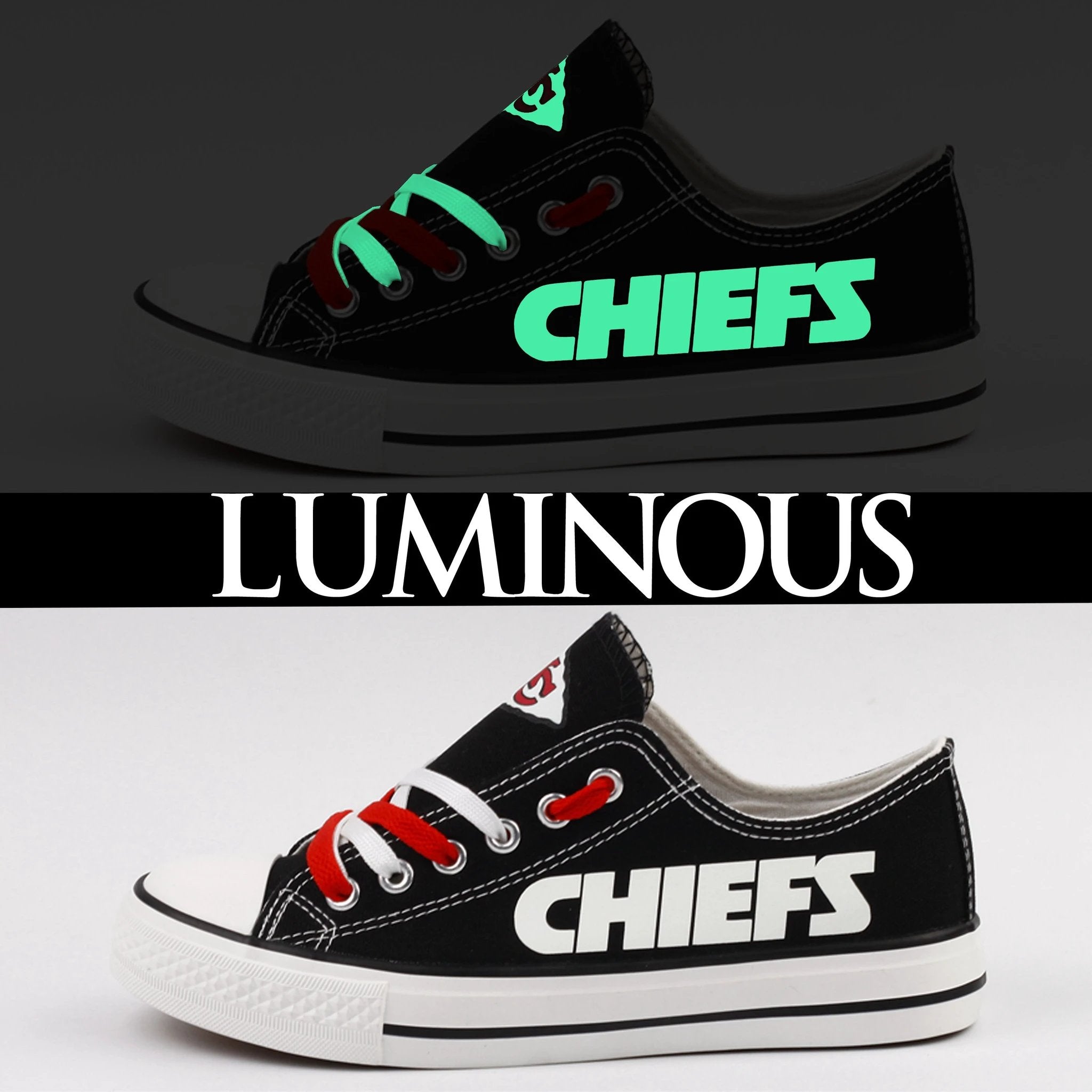 Kansas City Chiefs Low Top Canvas Sport Sneakers Shoes For Men Women Fans by Crocs