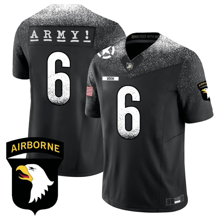 Kanye Udoh Jersey #6 Army Black Knights 101st Airborne Division Honoring Black by My Store