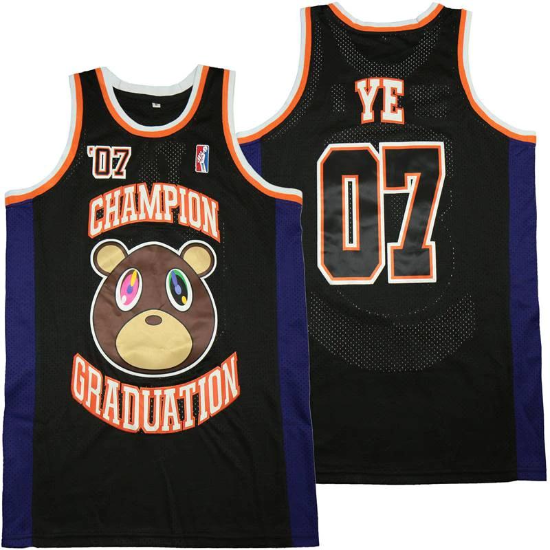Kanye West Graduation Champion Basketball Jersey Black by My store basketball