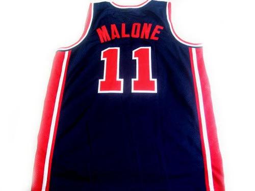 Karl Malone Jersey #11 Team USA BasketBall Navy Blue by My store basketball