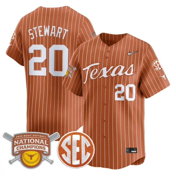 Katie Stewart Jersey #20 Texas Longhorns 2025 National Champions Orange Pinstripe by My Store