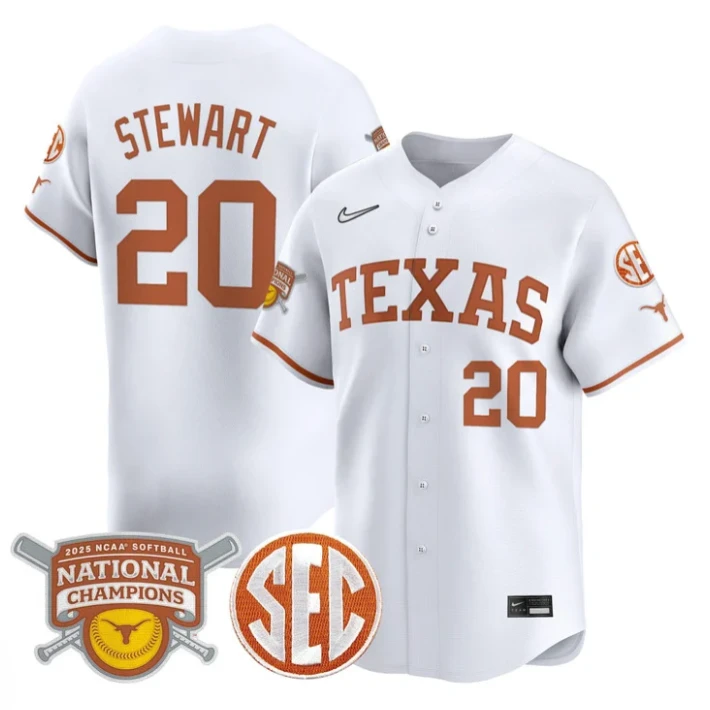 Katie Stewart Jersey #20 Texas Longhorns 2025 National Champions White by My Store
