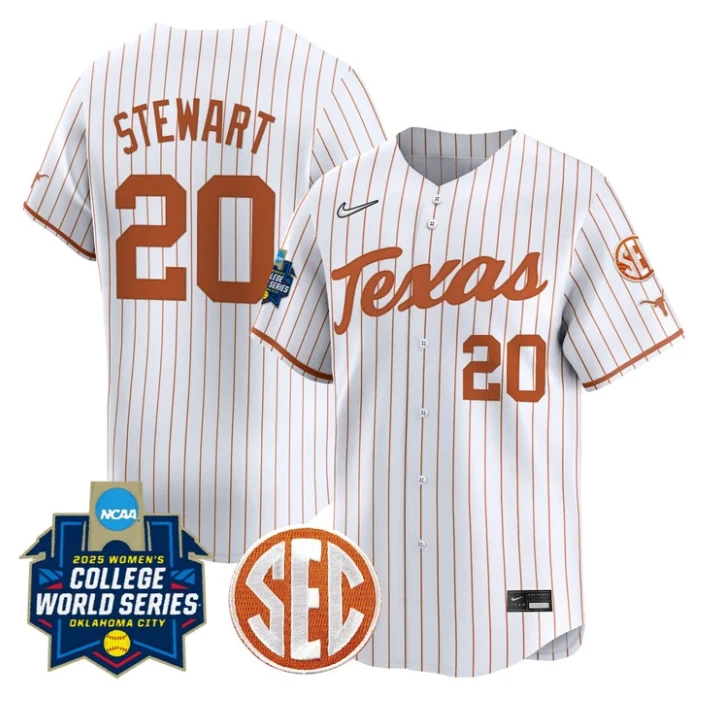 Katie Stewart Jersey #20 Texas Longhorns 2025 World Series Stitched Pinstripe by My Store