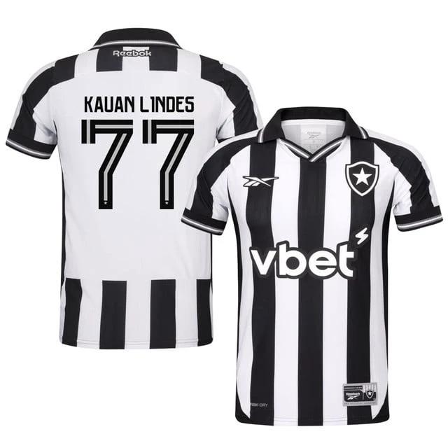 Kauan Lindes #77 Botafogo 2025-26 Home Jersey – Black White by Soccer Jersey
