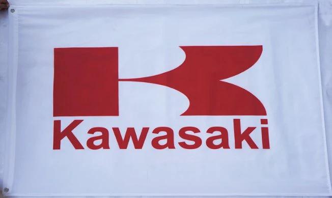Kawasaki Flag White 3X5 Ft Polyester Banner USA 90x150cm by flagsjustdoit