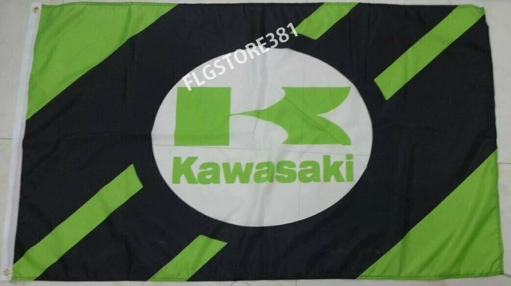 Kawasaki Motorcycle Racing Biker Flag 3X5 Ft Polyester Banner USA 90x150cm by flagsjustdoit