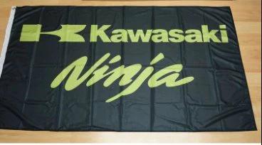 Kawasaki Ninja Flag Black 3X5 Ft Polyester Banner USA 90x150cm by flagsjustdoit