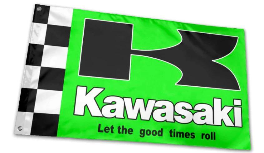Kawasaki Racing Flag Green 3X5 Ft Polyester Banner USA 90x150cm by flagsjustdoit