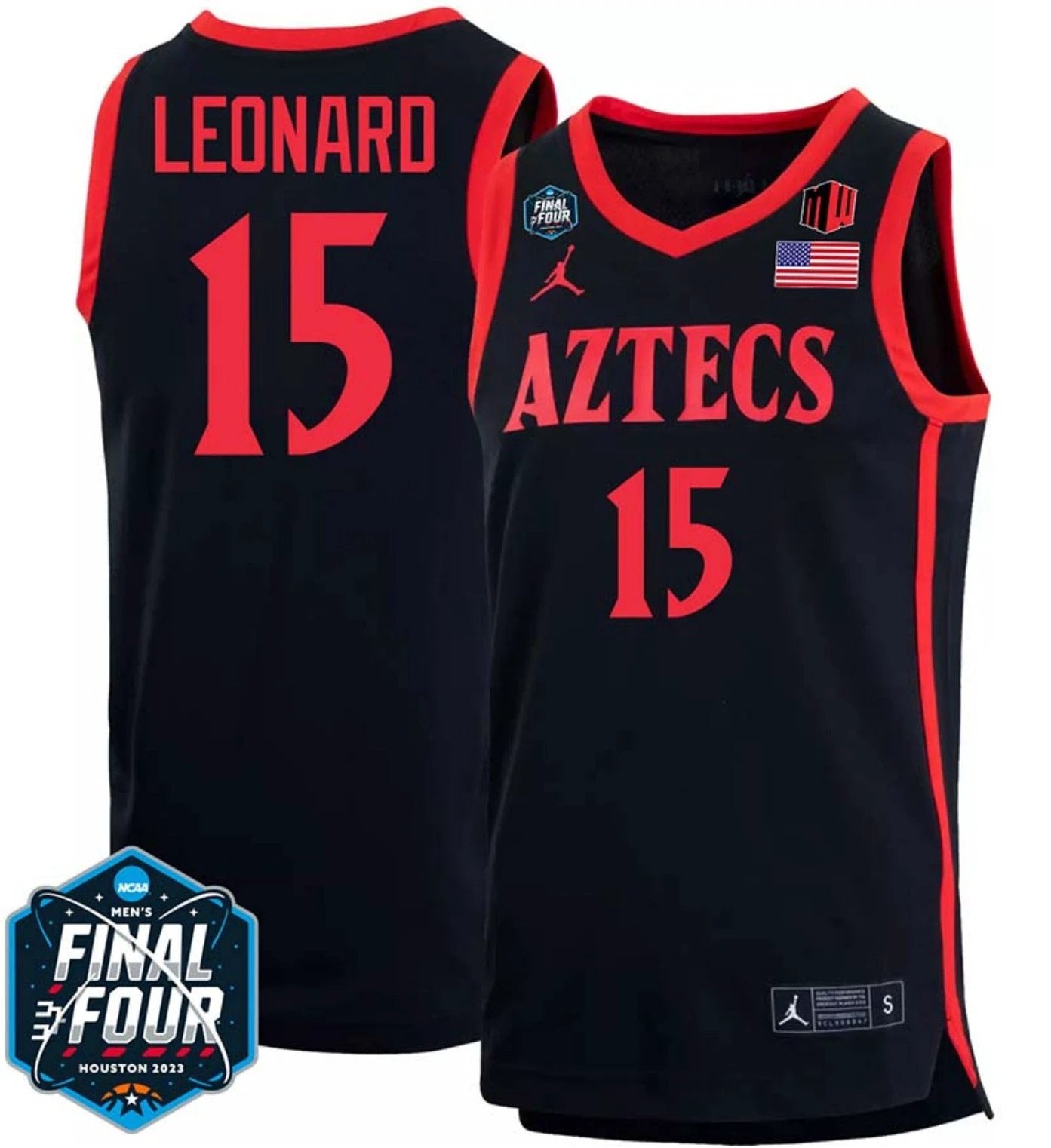 Kawhi Leonard Jersey San Diego State Aztecs College Basketball 2023 NCAA Final Four Black #15 by My store basketball