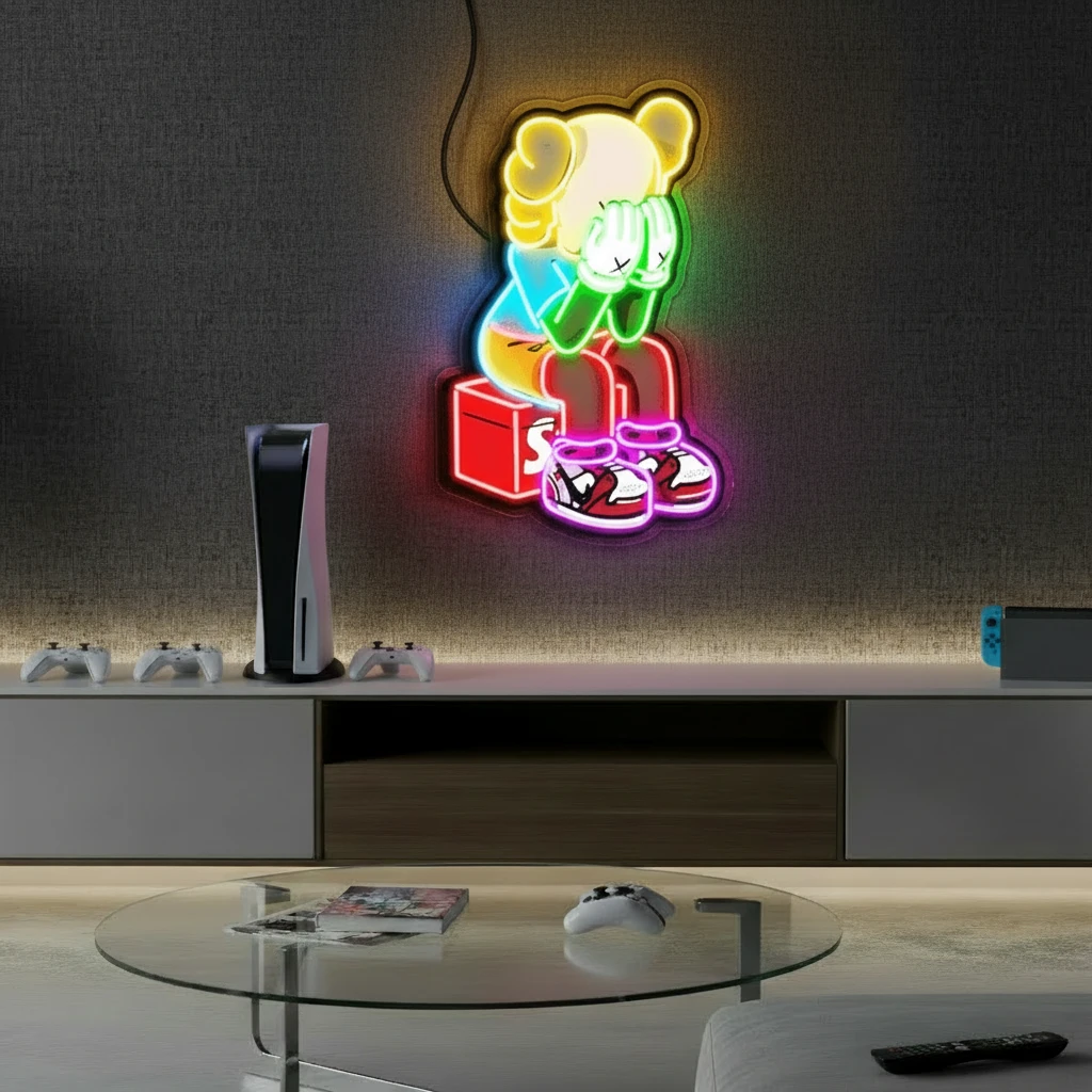 Kaws Anime Neon Sign Wall Art Decor Sign Game Room Sign by Neonchics