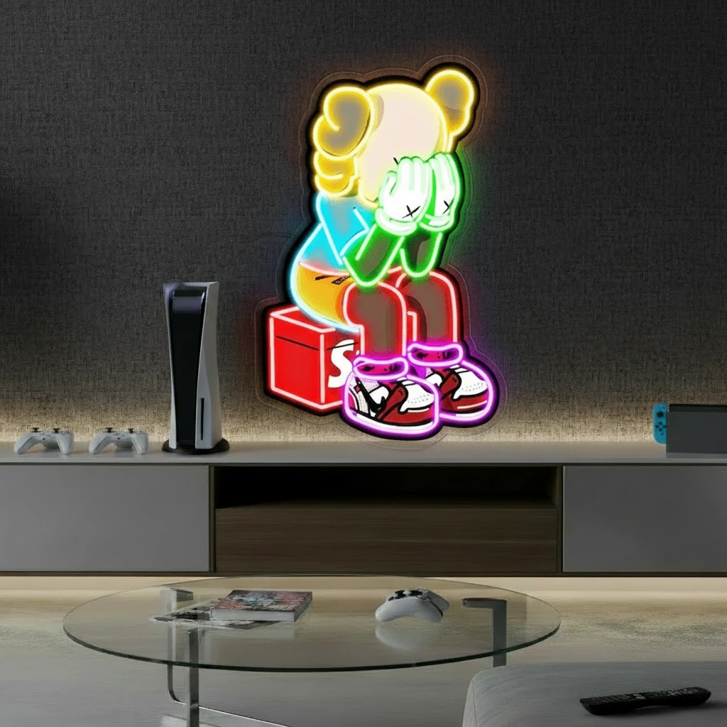 Kaws Anime Neon Sign Wall Art Decor Sign Game Room Sign by Neonchics