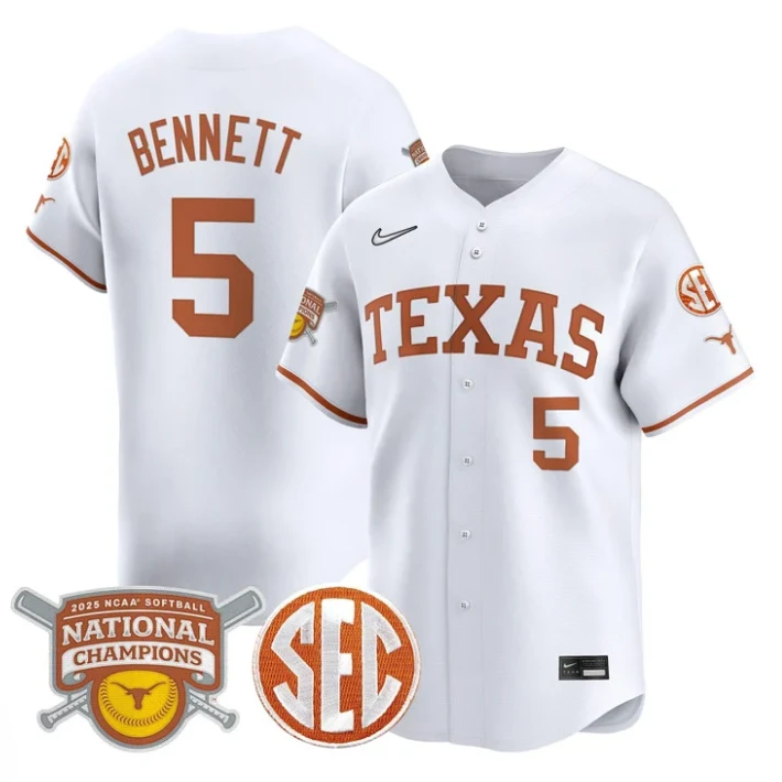 Kaydee Bennett Jersey #5 Texas Longhorns 2025 National Champions White by My Store