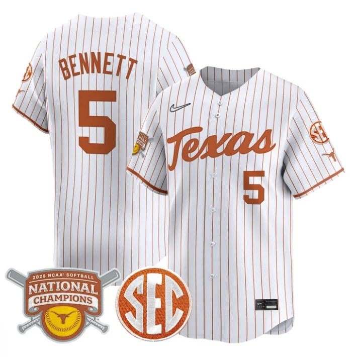 Kaydee Bennett Jersey #5 Texas Longhorns 2025 National Champions White Pinstripe by My Store