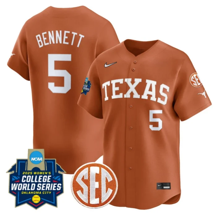 Kaydee Bennett Jersey #5 Texas Longhorns 2025 World Series Stitched Orange by My Store
