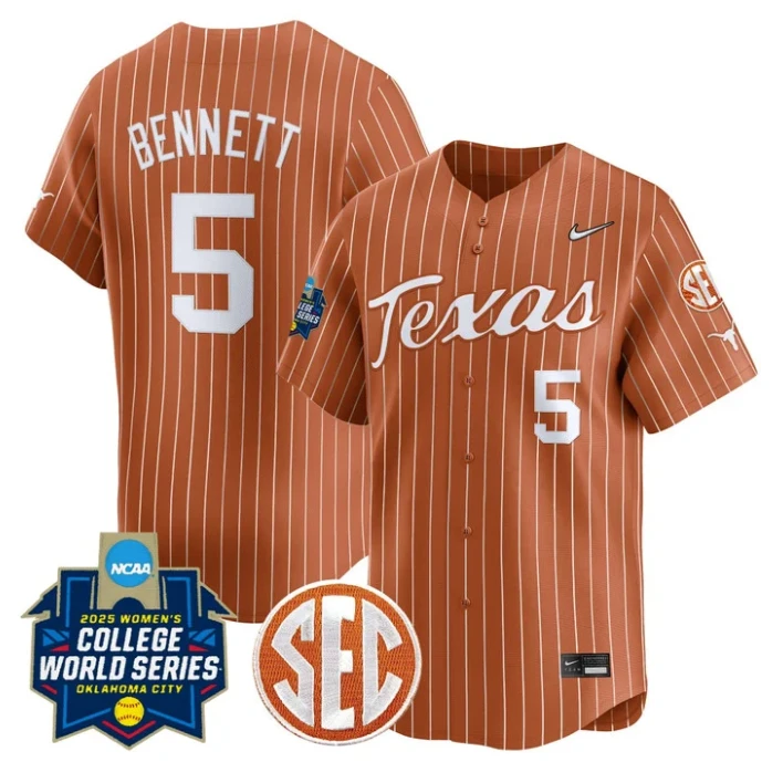 Kaydee Bennett Jersey #5 Texas Longhorns 2025 World Series Stitched Orange Pinstripe by My Store
