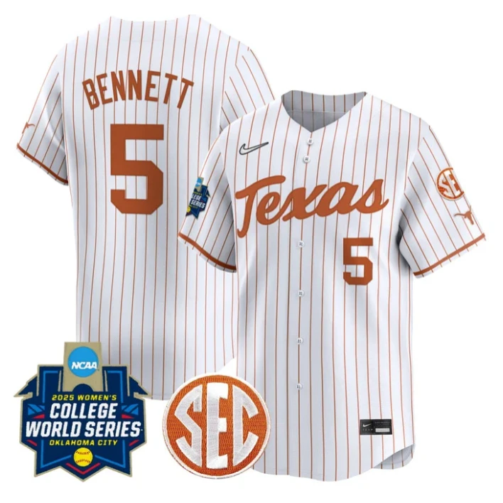 Kaydee Bennett Jersey #5 Texas Longhorns 2025 World Series Stitched Pinstripe by My Store